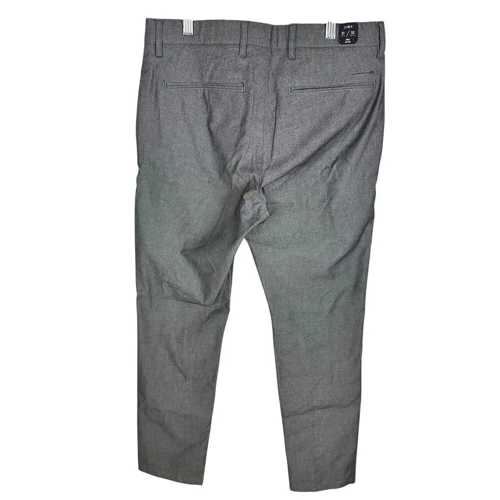 J.Crew Men's 484 Slim-fit tech Oxford Work Pant Black White Oxford Sz 31x32 NWT